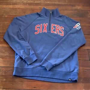 Philadelphia 76ers Sixers 1/4 Zip Pullover Sweatshirt XL Blue ’47 Brand